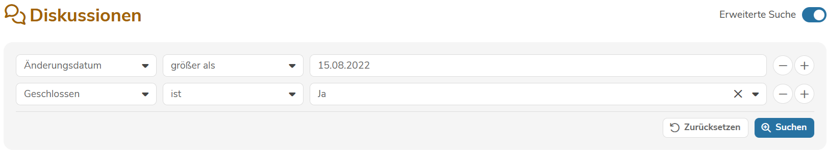 Erweiterte Suche Beispiel