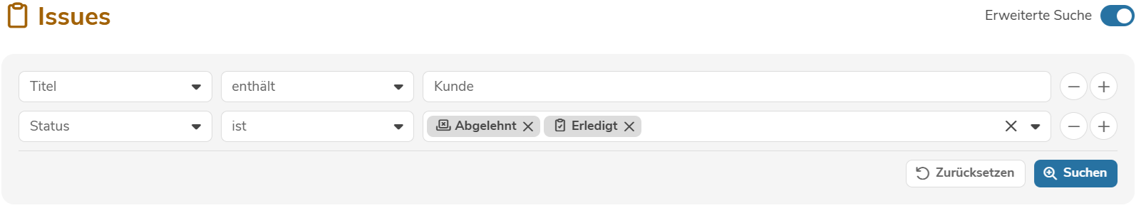 Erweiterte Suche Beispiel