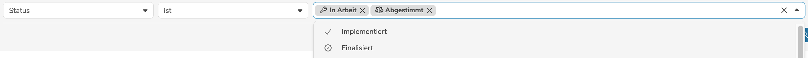 Erweiterte Suche Dropdown