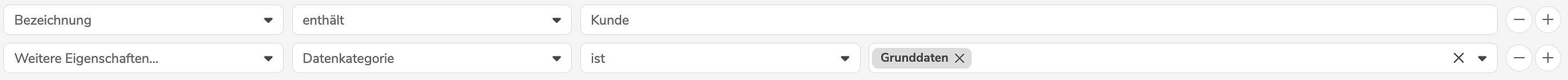 Erweiterte Suche Eigenschaften