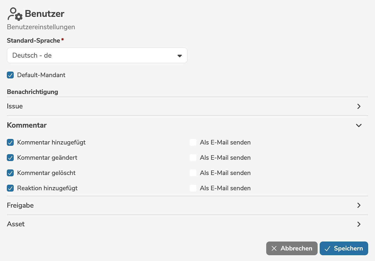 Benutzereinstellungen