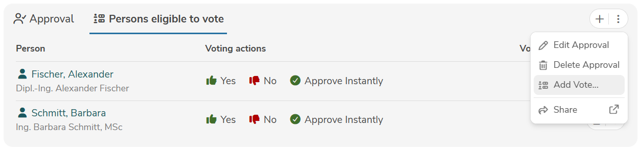 Approval Persons eligible to vote