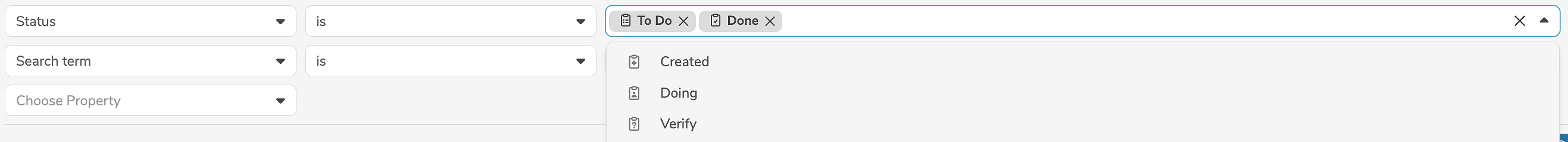 Advanced search dropdown
