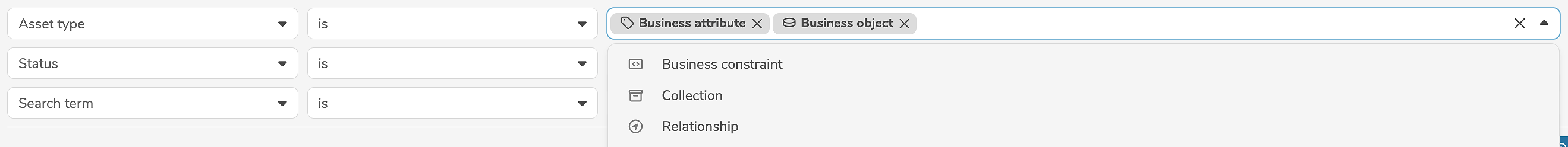 Advanced search dropdown