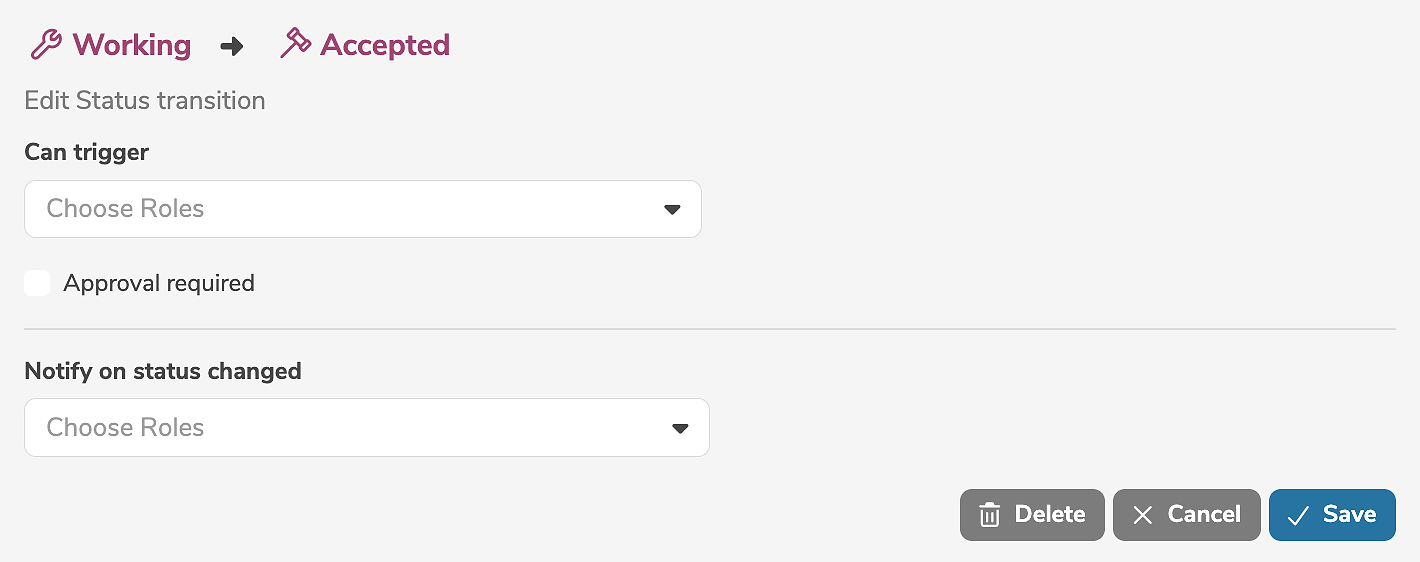 Status transition Edit mode